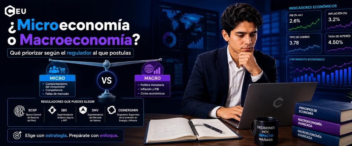 ¿Microeconomía o Macroeconomía? Qué priorizar según el regulador al que postulas